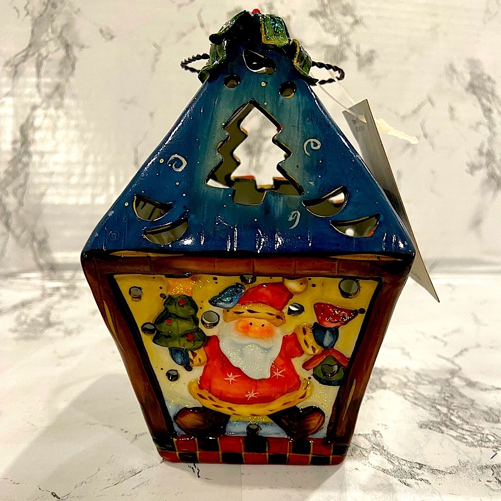 *Vintage/New* Roman Inc. Christmas Ceramic Tea Light Lantern - Santa